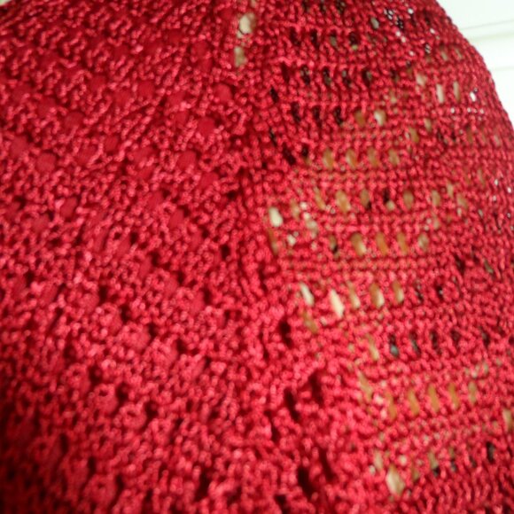 Tradition Burgundy Crochet Knit floral  Blouse size XL - Picture 7 of 13